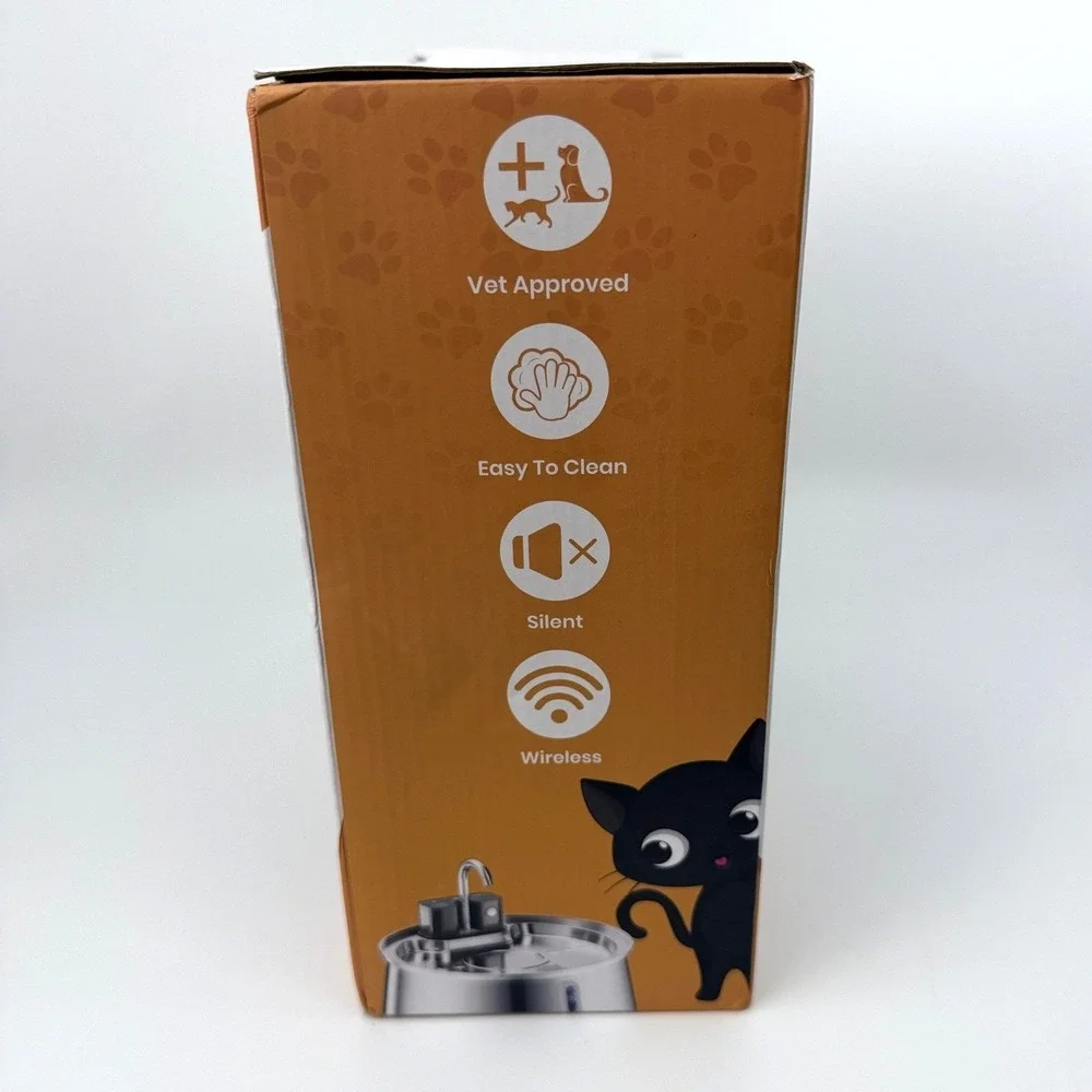 KittySpout 4L Stainless Steel Pet Water Fountain Wireless Motion Sensor 4L EUC